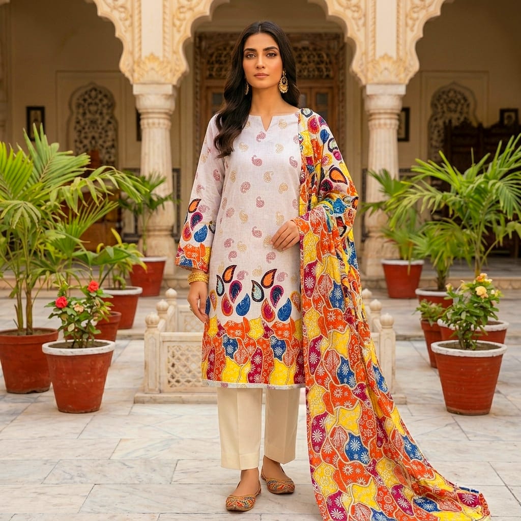 3 Pcs Lawn Unstitched Suit 118