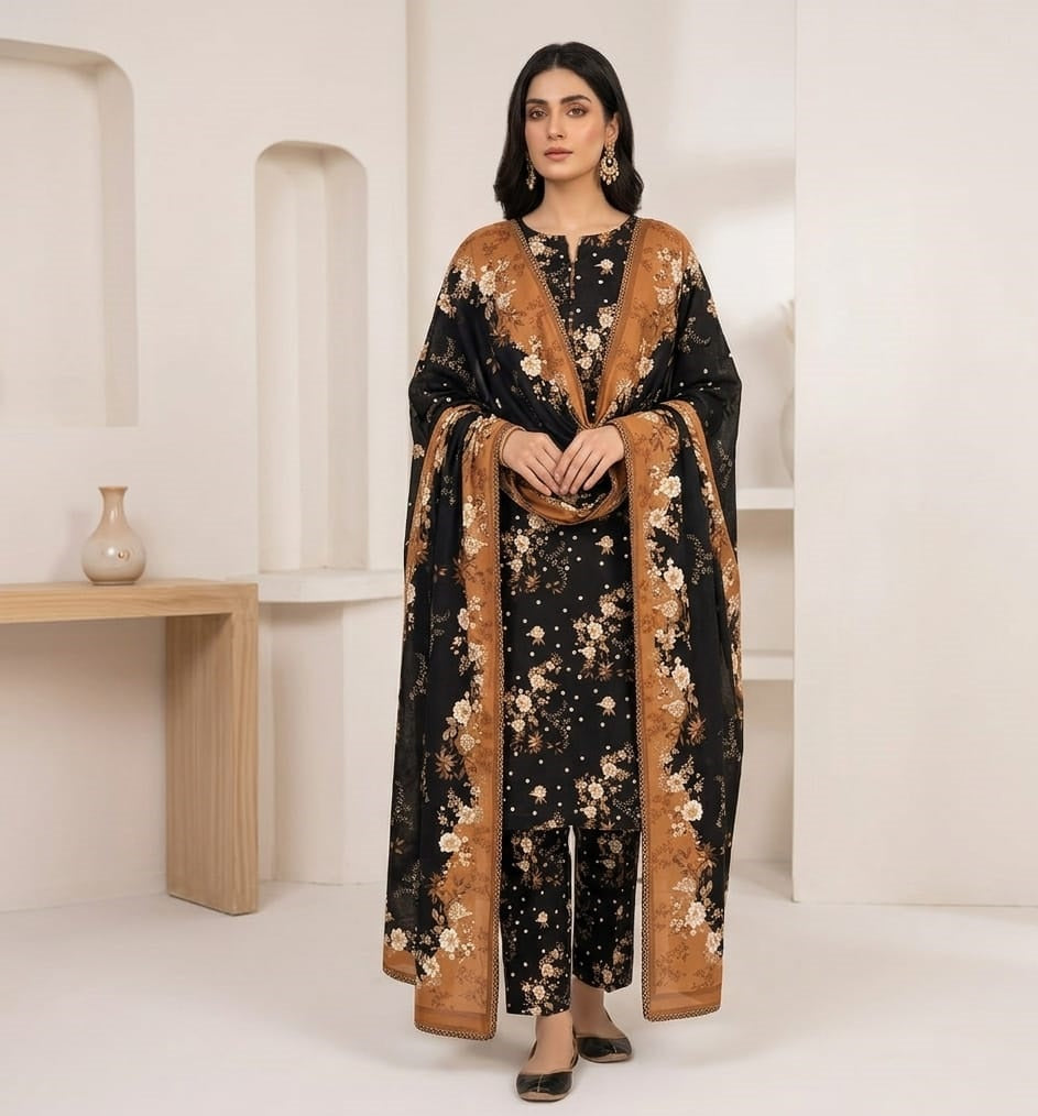 3 Pcs Lawn Unstitched Suit 101